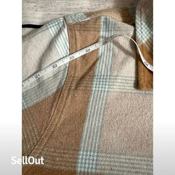 PrAna  Women's Plaid Flannel Snap -Up Shirt Brown Size L Casual Cozy Fall Winter - Picture 7 of 11